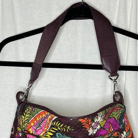 Vera Bradley Shoulder Purse Bag Purple and Greens Inside and Outside Pockets - Picture 4 of 12